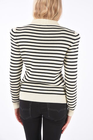 Awning Striped Padded Shoulder Sweater