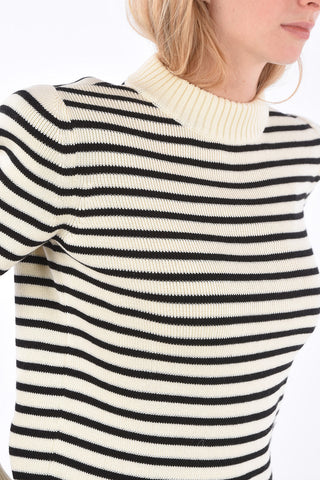 Awning Striped Padded Shoulder Sweater