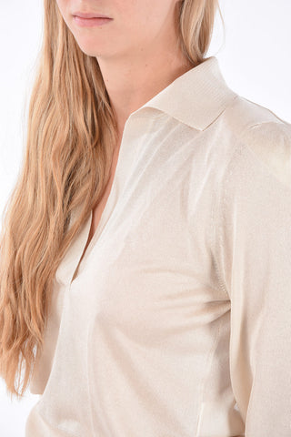 Maglia Collo a V in Lurex