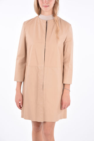 Leather 3/4 Sleeve Duster Coat