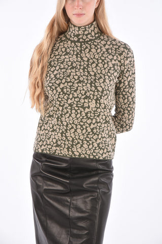 Spotted Fabric Turtle-Neck Sweater