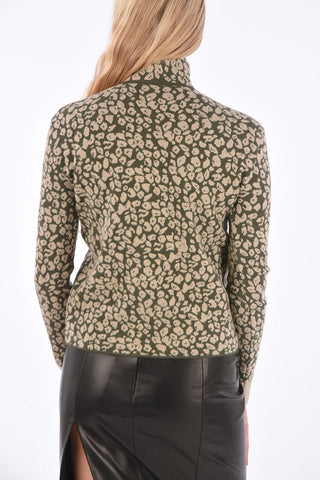 Spotted Fabric Turtle-Neck Sweater