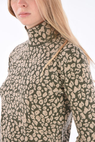 Spotted Fabric Turtle-Neck Sweater