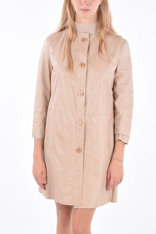 Leather 3/4 Sleeve Overcoat