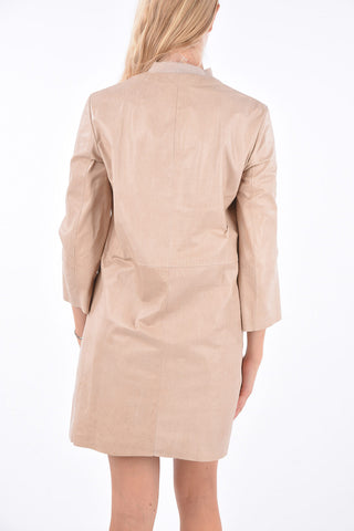 Leather 3/4 Sleeve Overcoat