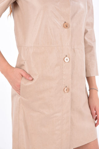 Leather 3/4 Sleeve Overcoat