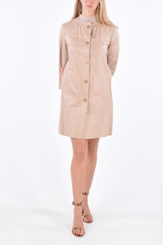 Leather 3/4 Sleeve Overcoat