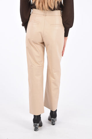Leather Belted Straight Fit Pants