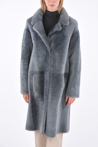 Cappotto in Shearling Lungo con Bottoni a Pressione 
