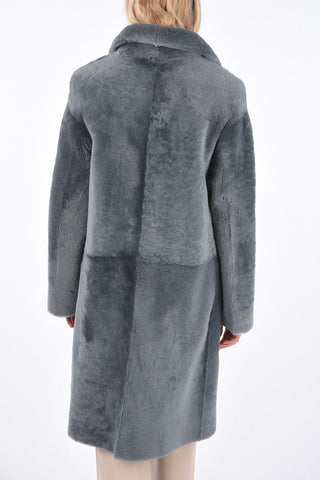 Cappotto in Shearling Lungo con Bottoni a Pressione 