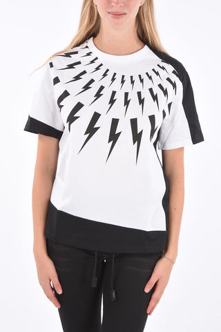 Contrast Trim Printed Crew-Neck T-Shirt