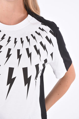 Contrast Trim Printed Crew-Neck T-Shirt
