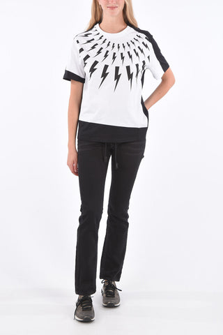 Contrast Trim Printed Crew-Neck T-Shirt
