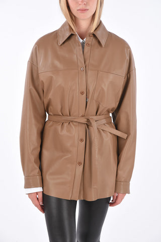 Soft Leather Belted Shirt
