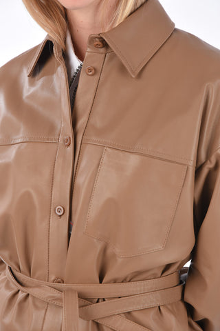 Soft Leather Belted Shirt