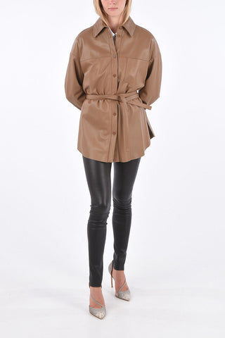 Soft Leather Belted Shirt
