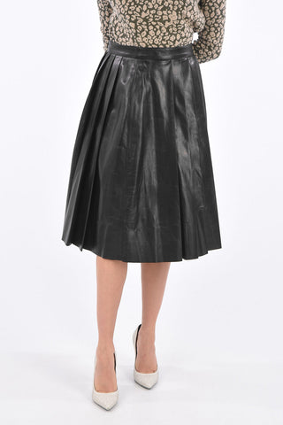 Leather Side Vent Accordion Skirt