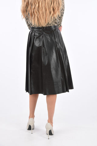 Leather Side Vent Accordion Skirt