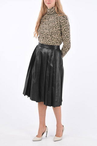 Leather Side Vent Accordion Skirt