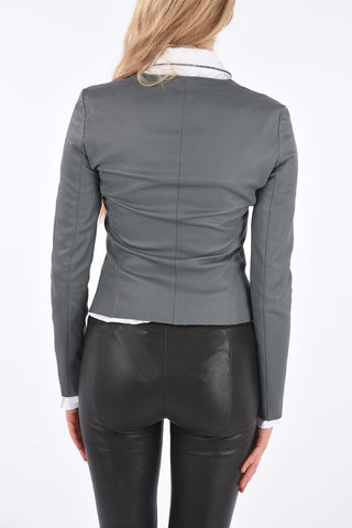 Giubbotto Sfoderato in Pelle con Tasche con Zip