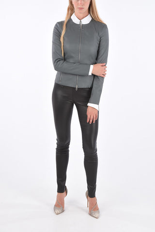 Giubbotto Sfoderato in Pelle con Tasche con Zip