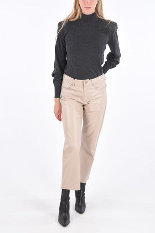 Leather High Waist 5 Pocket Pants