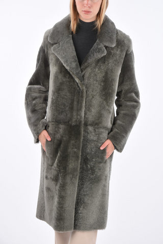 Shearling Snap Button Long-Line Coat