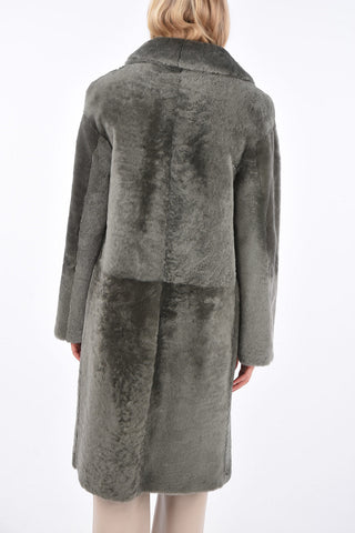 Shearling Snap Button Long-Line Coat