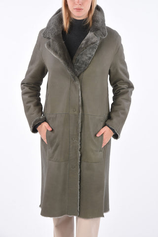 Shearling Snap Button Long-Line Coat