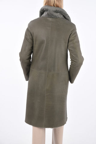 Shearling Snap Button Long-Line Coat