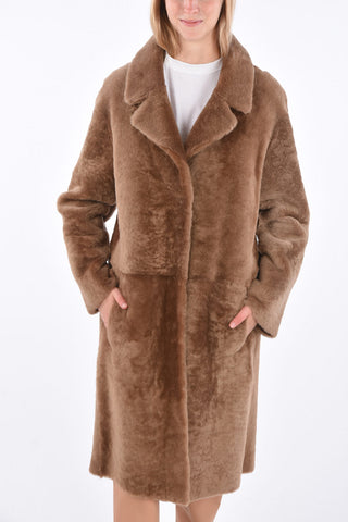 Shearling Notch Lapel Long-Line Coat