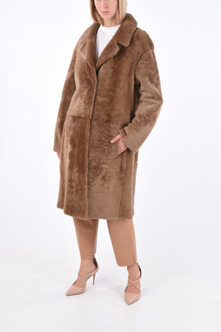 Shearling Notch Lapel Long-Line Coat