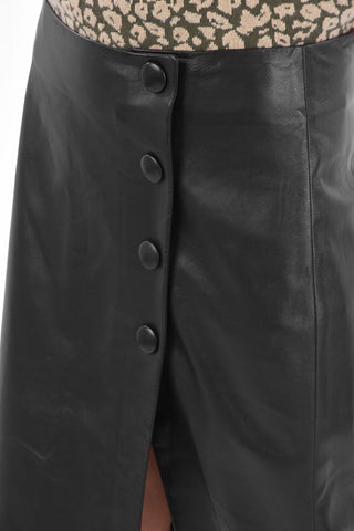 Leather Snap Button Wrap Skirt