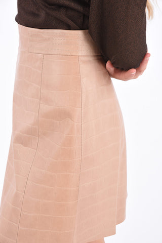 Croco Printed Leather Mini Skirt