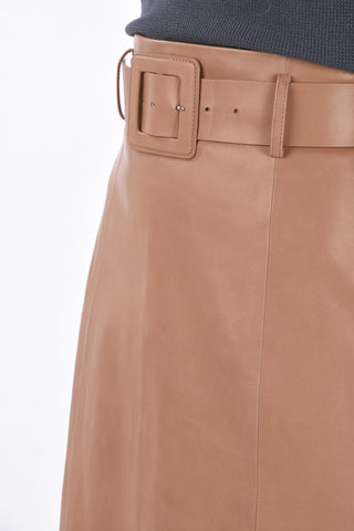 Gonna A-Line in Pelle con Cintura 
