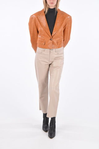 Leather Flap Pocket Cropped Jacket 