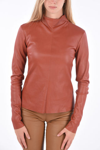 Top a Maniche Lunghe in Pelle