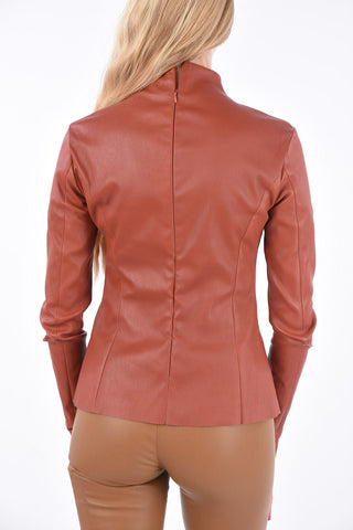 Top a Maniche Lunghe in Pelle