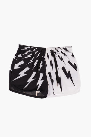two-tone HALF FAIR-ISLE swim shorts