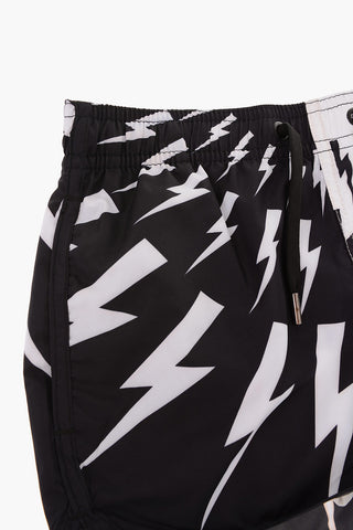 two-tone HALF FAIR-ISLE swim shorts