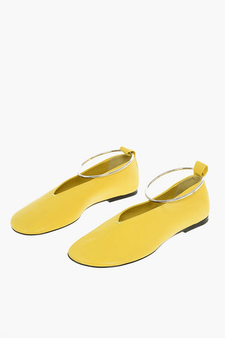 Leather Ballet Flats with Stiff Anklet