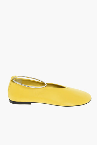 Leather Ballet Flats with Stiff Anklet