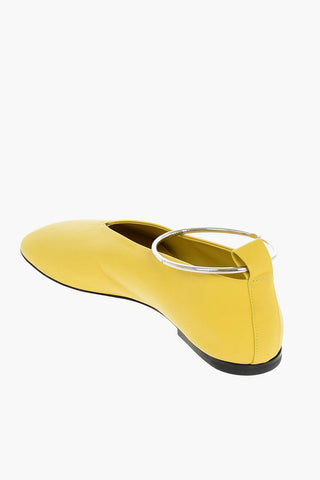 Leather Ballet Flats with Stiff Anklet