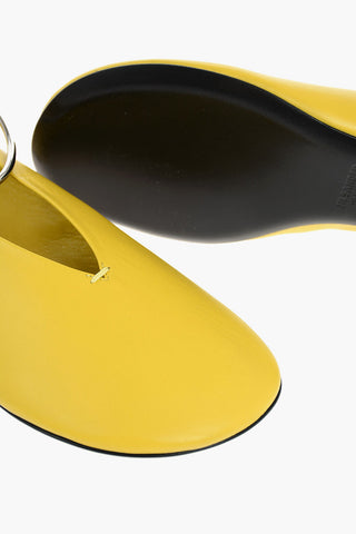 Leather Ballet Flats with Stiff Anklet