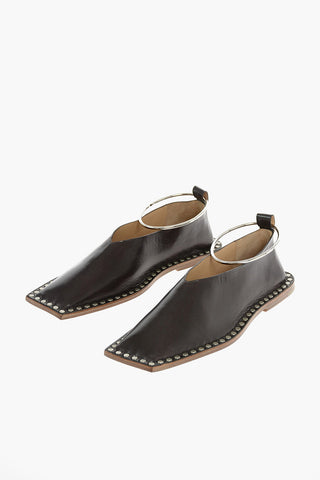 Studded Ballet Flats with Anklet