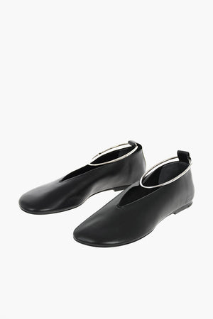 Leather Ballet Flats with Anklet