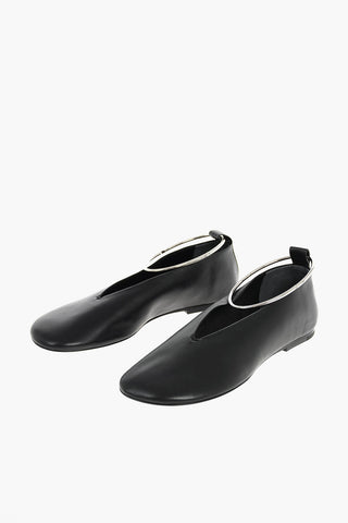 Leather Ballet Flats with Anklet