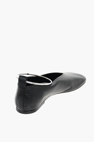 Leather Ballet Flats with Anklet