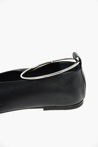 Leather Ballet Flats with Anklet