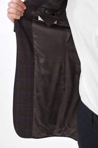 overcheck herringbone 3-button blazer